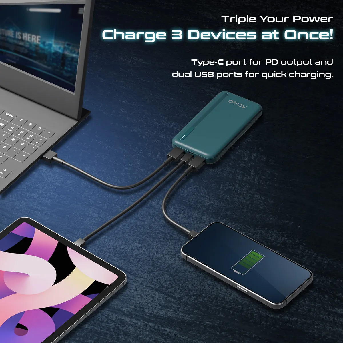 POwER 711 - 10000 mAh Fast Charging  Black Powerbank With 22.5W Output