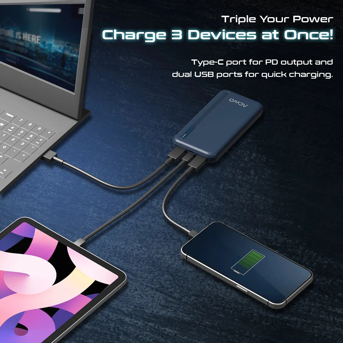 POwER 711 - 10000 mAh Fast Charging  Black Powerbank With 22.5W Output