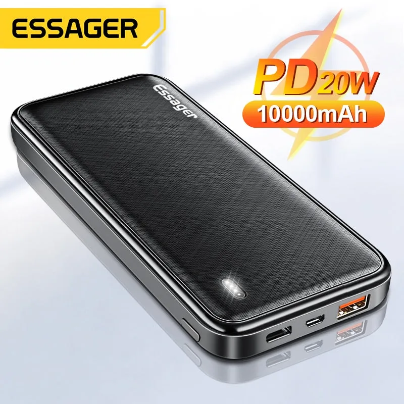 Power Bank Portable Charging Essager PD 20W 10000mAh For iPhone Xiaomi Sumsung