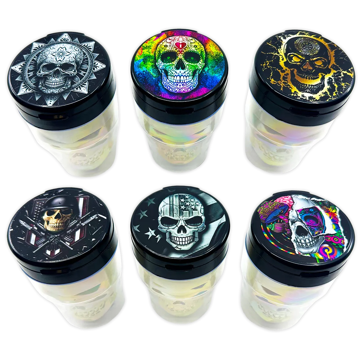 Printed Lid Light-Up Skull Butt Bucket Ashtray - 6 Pieces Per Retail Ready Display 23981