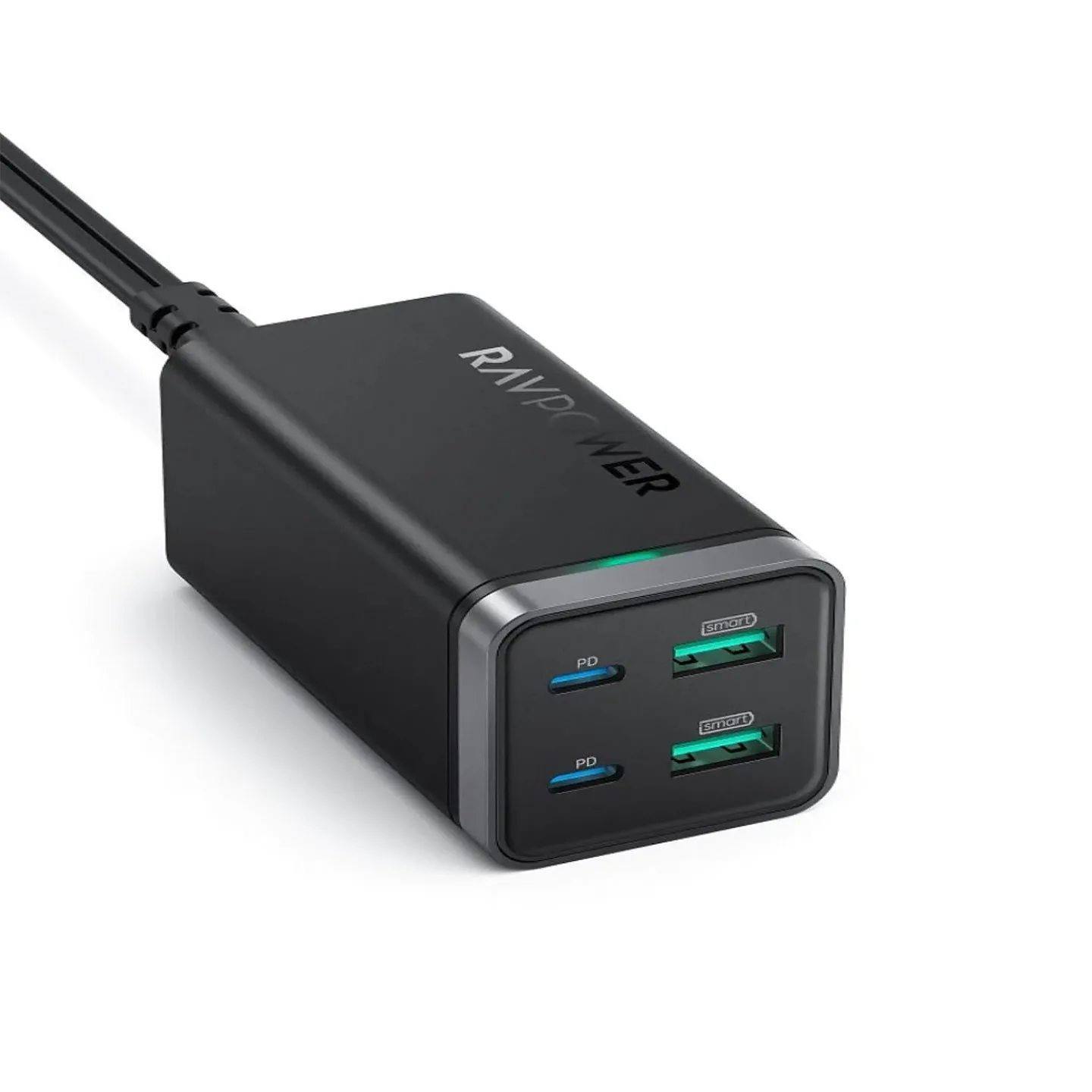 RAVPower PD Pioneer 65W 4-Port USB C GaN Technology High Speed Fast Desktop Charger | RP-PC136