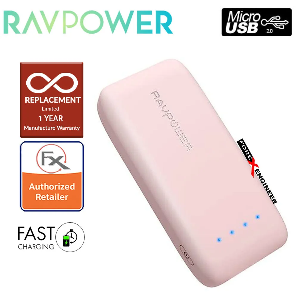 RavPower RP-PB060 Portable Charger 6700mAh - Candy bar Sized Pocket Power Bank ( Pink ) ( Barcode : 191280002553 )