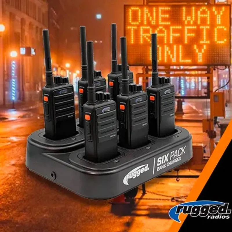 Rugged Radios RDH16 UHF Business Band Handheld Radio BUNDLE - 30 Handheld UHF Radios and 5 Bank Chargers