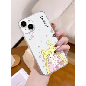 Sailor Moon With Custom Name Clear Silicon Cover