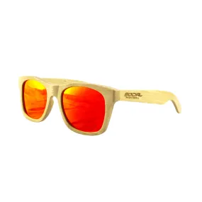 Social Paintball Sunglasses - Bamboo Wood with Red Mirror Lens