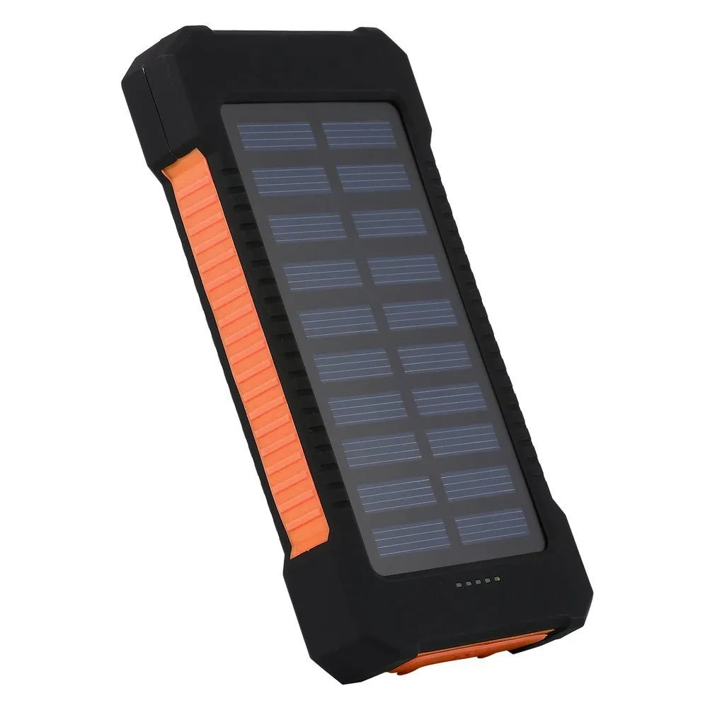 Solar Power Bank Dual USB Compact Waterproof  LED Light External Battery Charger With Hook