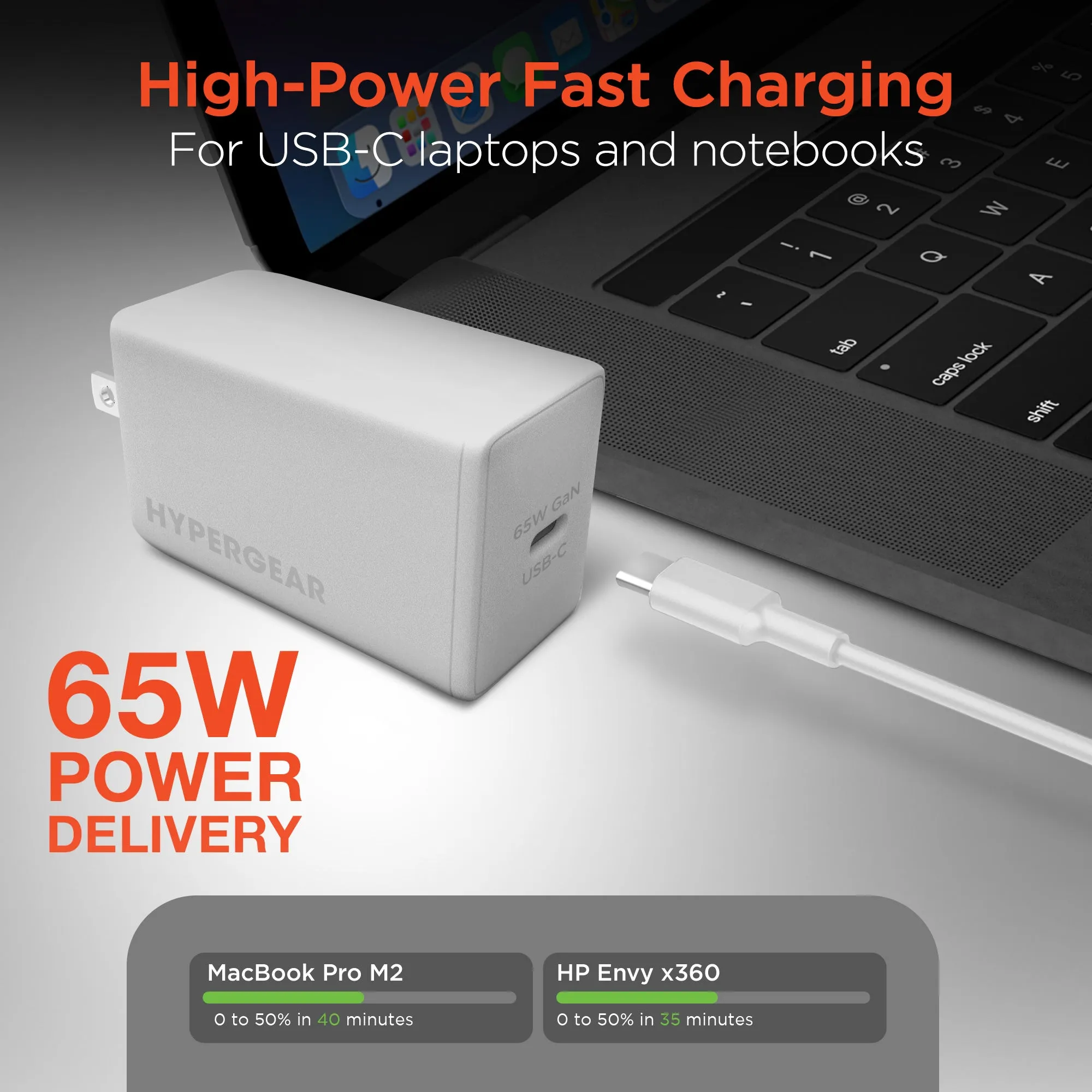 SpeedBoost 65W USB-C PD GaN Laptop Wall Charger with PPS