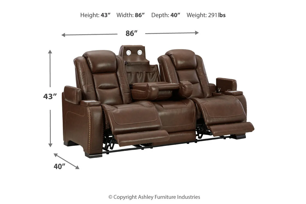 The Man-Den Mahogany Power Reclining Sofa and Recliner