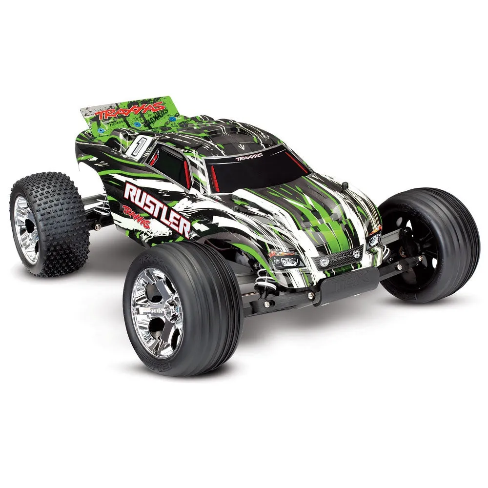 Traxxas Rustler Brushed 1/10 RTR Stadium Truck Green, XL-5 ESC, 12t motor, 7 cell NiMH battery, 4A DC charger