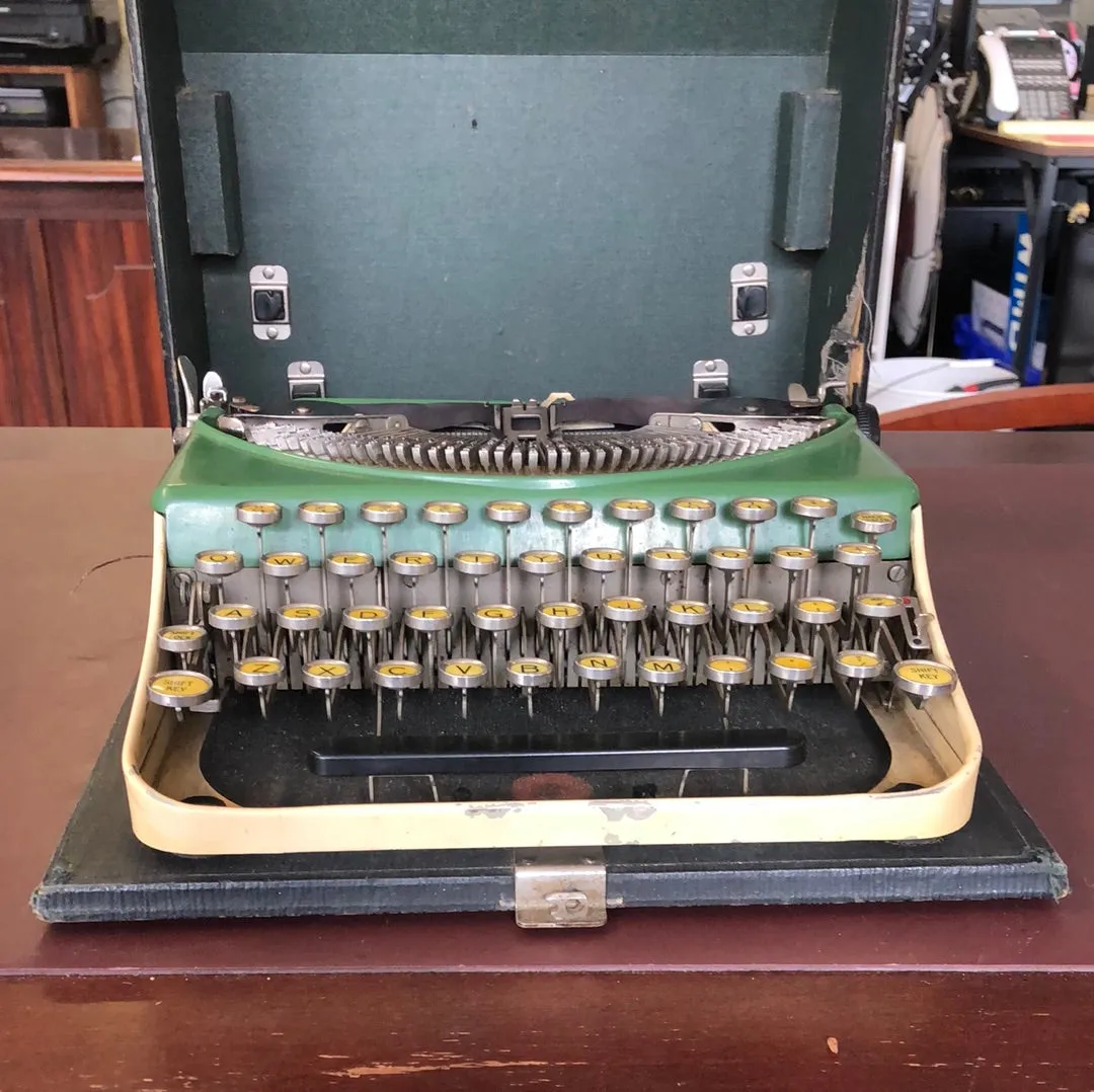 Two-Tone Green and Tan Remington Portable #2 Typewriter