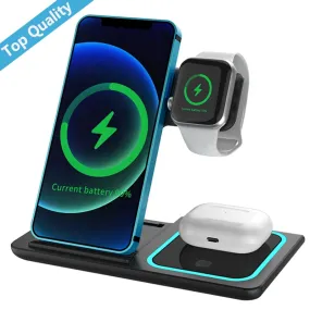 Universal 15W Fast Charging 3 In 1 Foldable Wireless Charger Stand