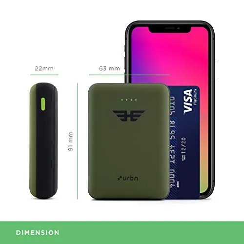 URBN 10000 mAh Lithium_Polymer 22.5W Super Fast Charging Ultra Compact Power Bank with Quick Charge & Power Delivery, Type C Input/Output, Made in India, Type C Cable Included (Camo)