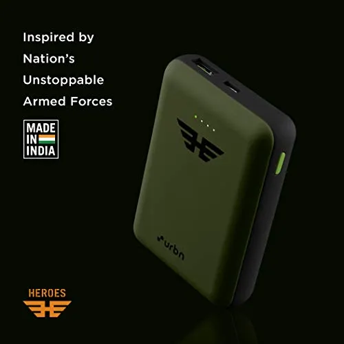 URBN 10000 mAh Lithium_Polymer 22.5W Super Fast Charging Ultra Compact Power Bank with Quick Charge & Power Delivery, Type C Input/Output, Made in India, Type C Cable Included (Camo)