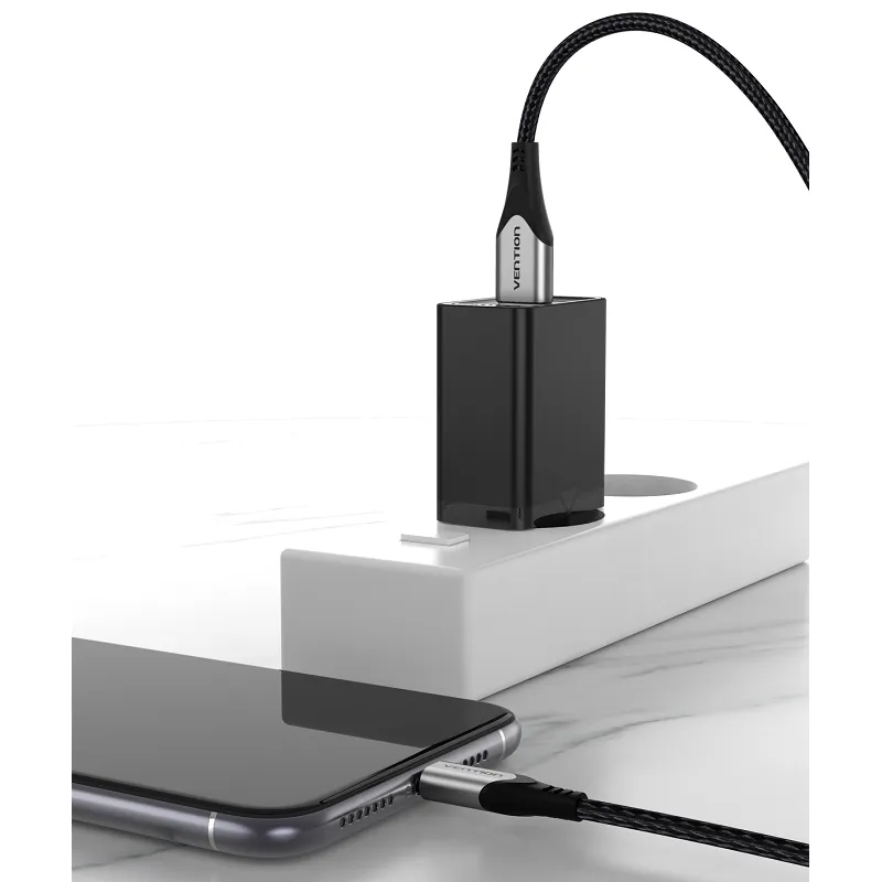 Vention FAAB0-EU 1-port USB 12W Wall Fast Charger Perfect for Smartphones, Tablets and Powerbank (Black, White)