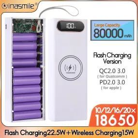 Versatile Detachable 18650 Battery Power Bank Case with Fast Charging and Wireless Options