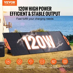 VEVOR Portable Monocrystalline Solar Panel - 120W Foldable ETFE Solar Charger