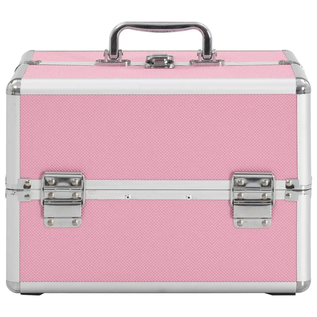 vidaXL Make-up Case 22x30x21 cm Pink Aluminium