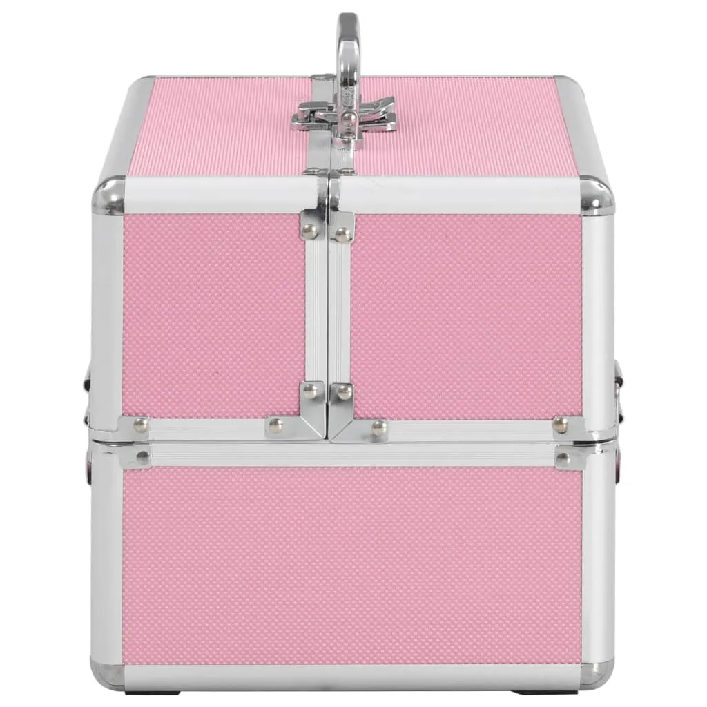 vidaXL Make-up Case 22x30x21 cm Pink Aluminium