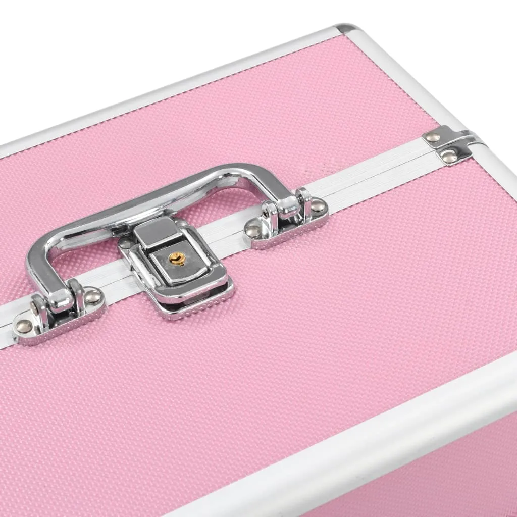 vidaXL Make-up Case 22x30x21 cm Pink Aluminium