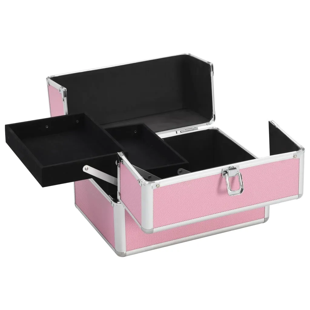 vidaXL Make-up Case 22x30x21 cm Pink Aluminium