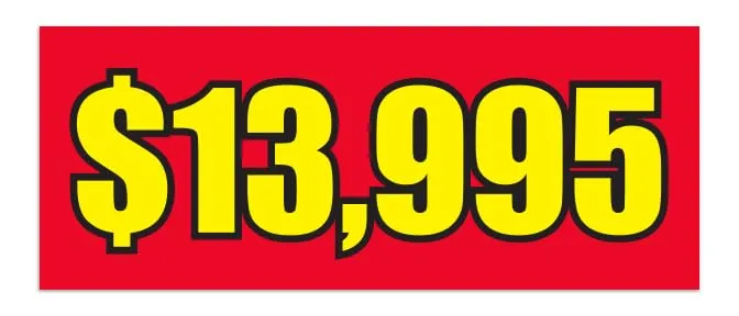 Windshield Banners 50" × 20" - Enhance Visibility and Style with Easy Installation, Reusable Vinyl, Weather-Resistant - 	 $10,995 Red, $20,995 Red