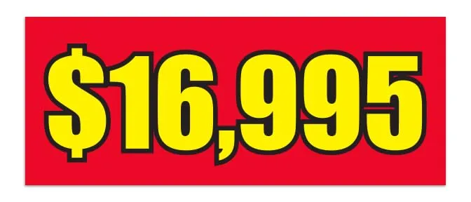 Windshield Banners 50" × 20" - Enhance Visibility and Style with Easy Installation, Reusable Vinyl, Weather-Resistant - 	 $10,995 Red, $20,995 Red