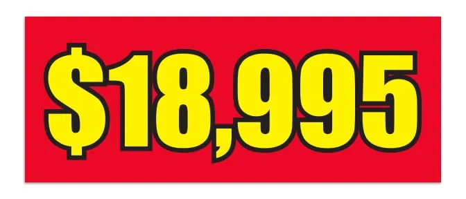 Windshield Banners 50" × 20" - Enhance Visibility and Style with Easy Installation, Reusable Vinyl, Weather-Resistant - 	 $10,995 Red, $20,995 Red