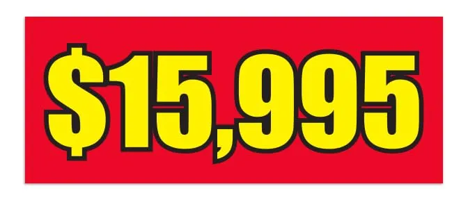 Windshield Banners 50" × 20" - Enhance Visibility and Style with Easy Installation, Reusable Vinyl, Weather-Resistant - 	 $10,995 Red, $20,995 Red