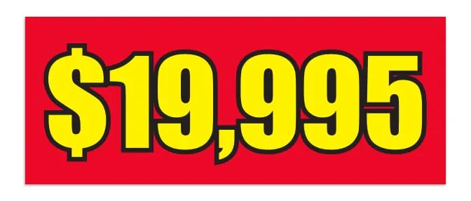 Windshield Banners 50" × 20" - Enhance Visibility and Style with Easy Installation, Reusable Vinyl, Weather-Resistant - 	 $10,995 Red, $20,995 Red