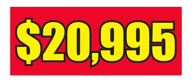 Windshield Banners 50" × 20" - Enhance Visibility and Style with Easy Installation, Reusable Vinyl, Weather-Resistant - 	 $10,995 Red, $20,995 Red