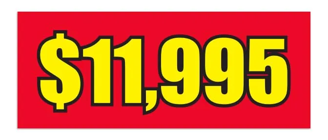 Windshield Banners 50" × 20" - Enhance Visibility and Style with Easy Installation, Reusable Vinyl, Weather-Resistant - 	 $10,995 Red, $20,995 Red