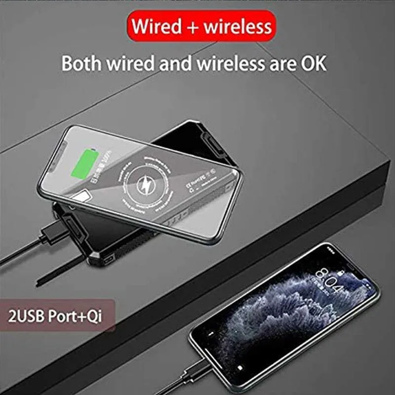 Wireless Solar Panel Power Bank 80000 mA for iPhone Samsung