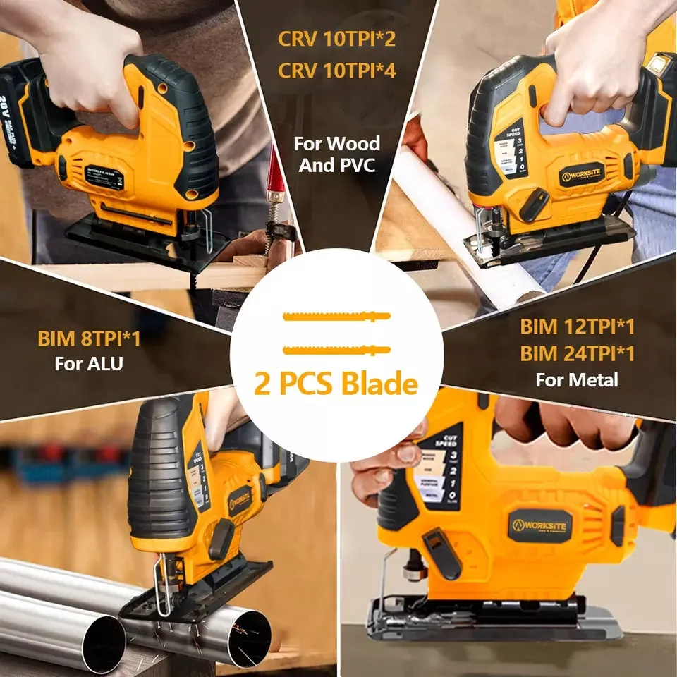 Worksite 600w Jig Saw with 65mm Working Capacity. Ideal For the Professional Tradesman. Use in Woodworking, Craft Projects, DIY Projects, Metal Cutting And Many More- CJS326