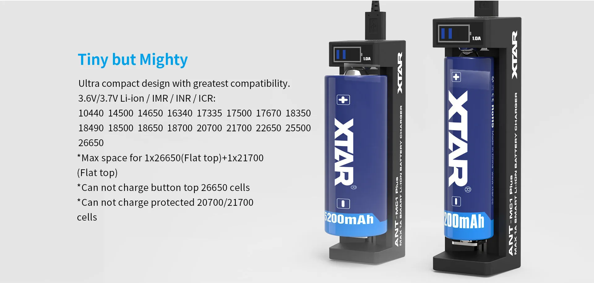 XTAR ANT MC1 Plus 1A Single Bay Battery Charger